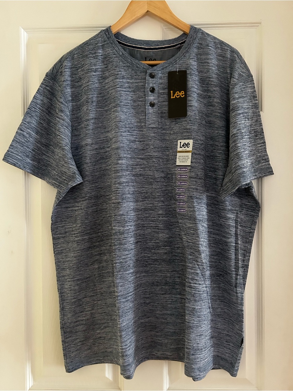 LEE Men's Blue Heather Short-Sleeve Henley Shirt